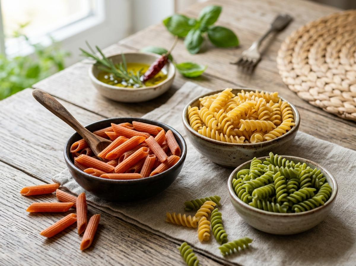 Verschiedene Nudelsorten für Pasta