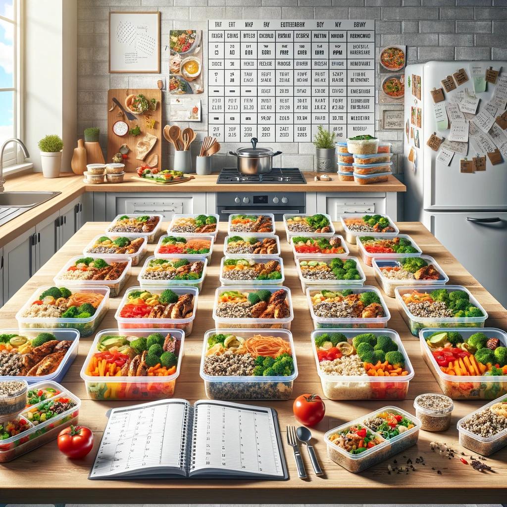 Meal Prep Küche mit Zutaten