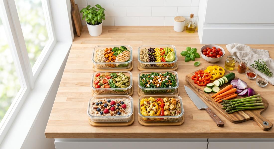 Organisierte Küche mit Mahlzeiten