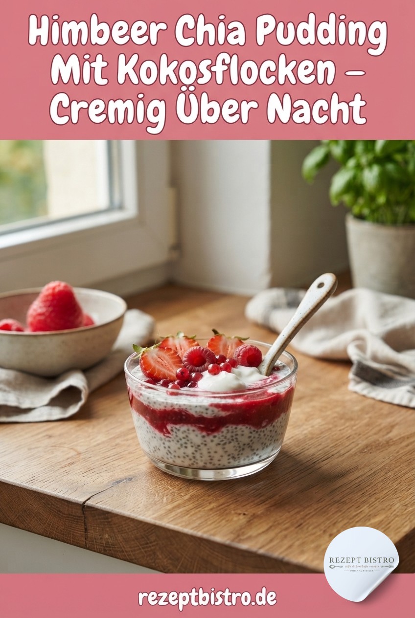 Himbeer Chia Pudding Mit Kokosflocken – Cremig Über Nacht