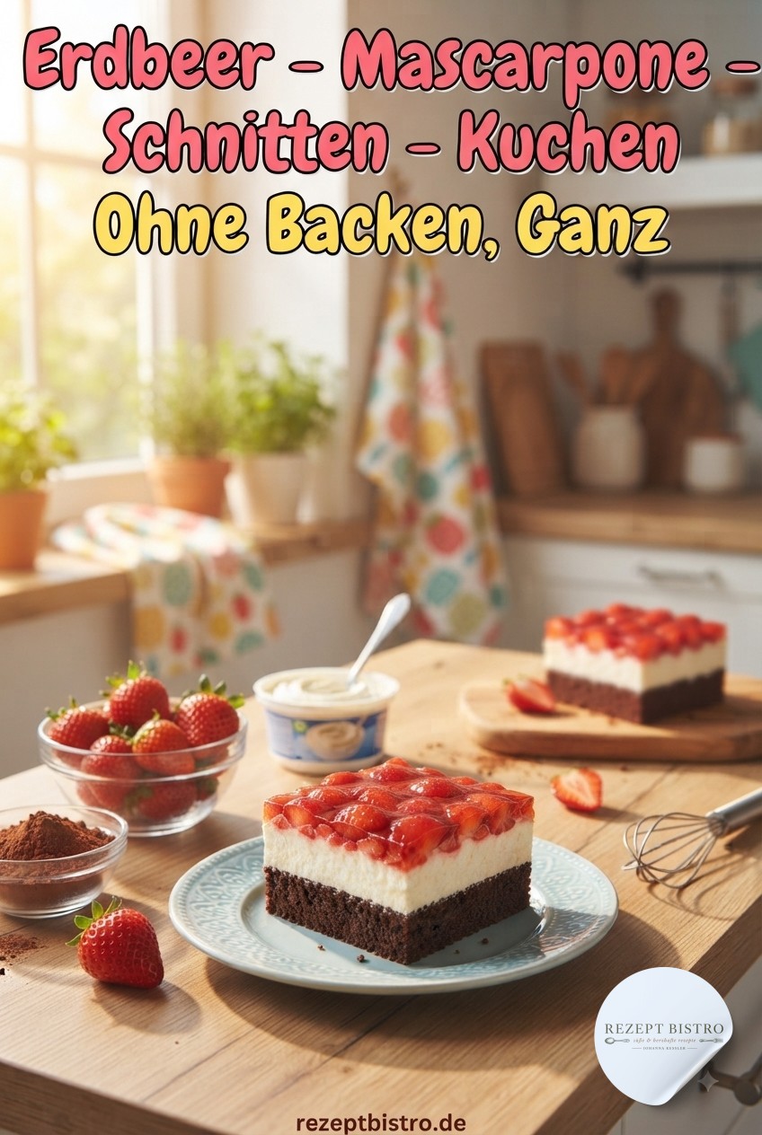 Erdbeer - Mascarpone - Schnitten - Kuchen Ohne Backen, Ganz