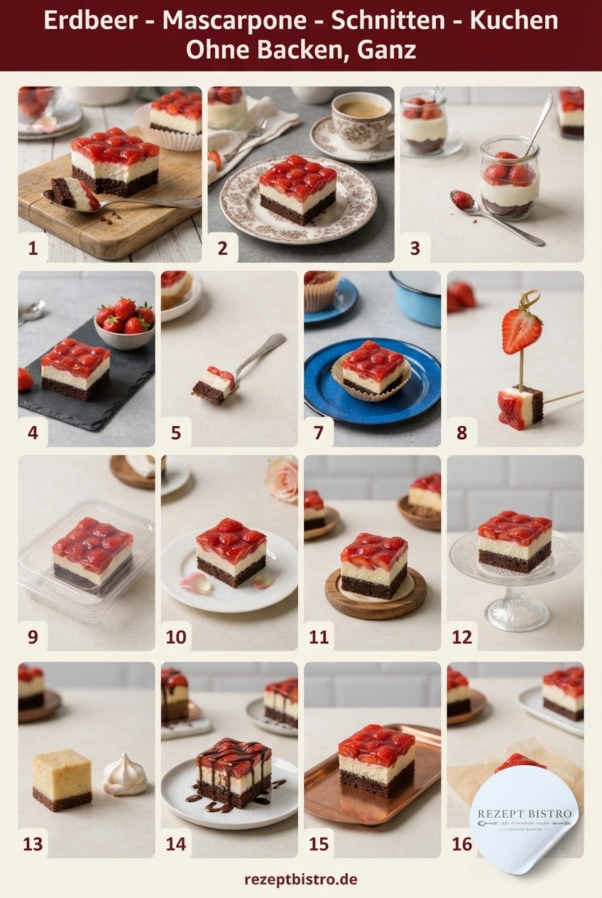 Erdbeer - Mascarpone - Schnitten - Kuchen Ohne Backen, Ganz