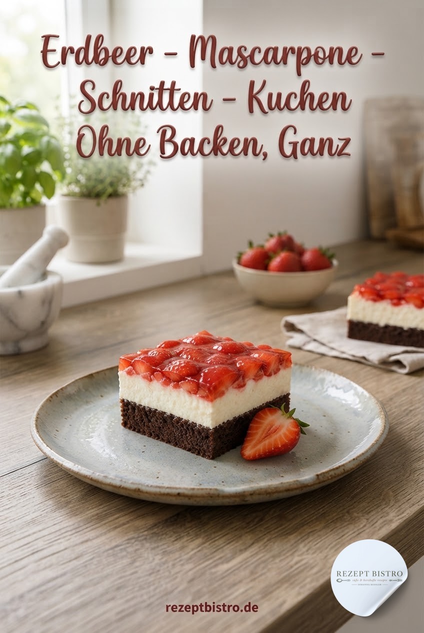 Erdbeer - Mascarpone - Schnitten - Kuchen Ohne Backen, Ganz