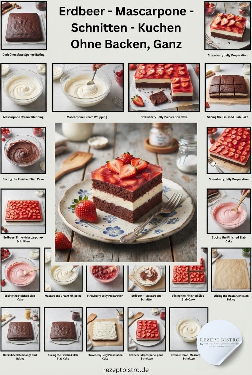 Erdbeer - Mascarpone - Schnitten - Kuchen Ohne Backen, Ganz