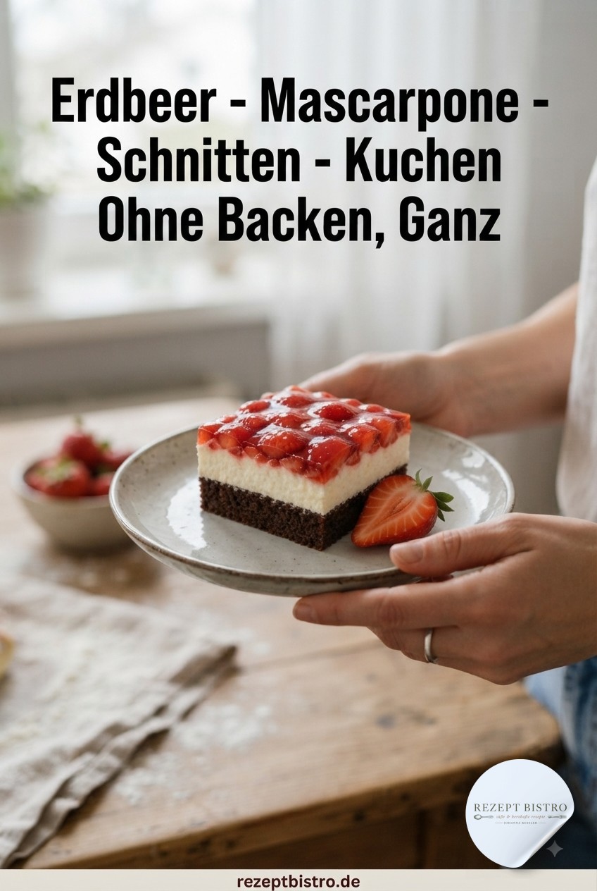 Erdbeer - Mascarpone - Schnitten - Kuchen Ohne Backen, Ganz