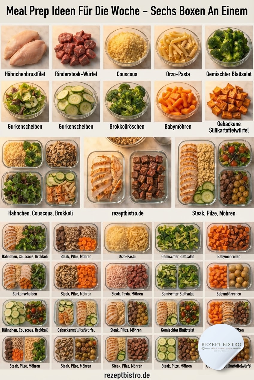 Meal Prep Ideen Für Die Woche - Sechs Boxen An Einem