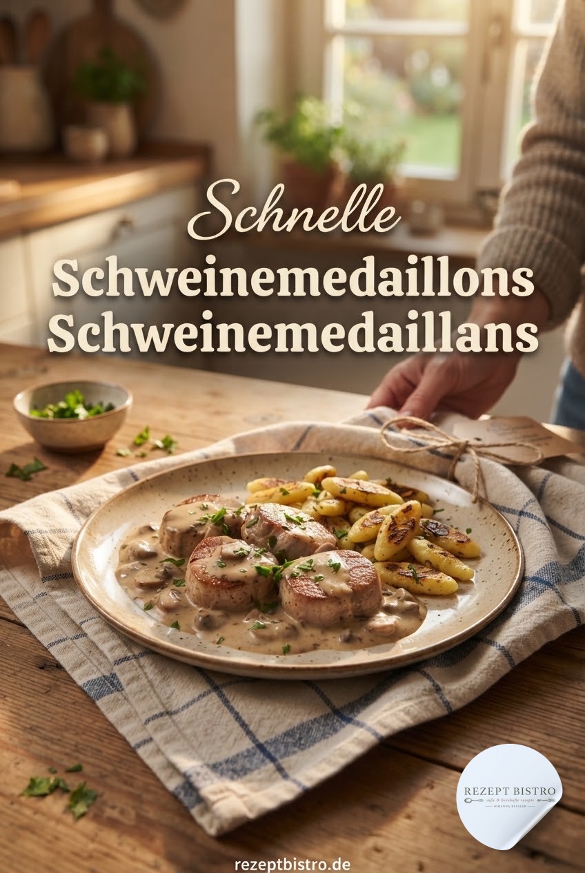 Schnelle Schweinemedaillons mit Pilzrahm