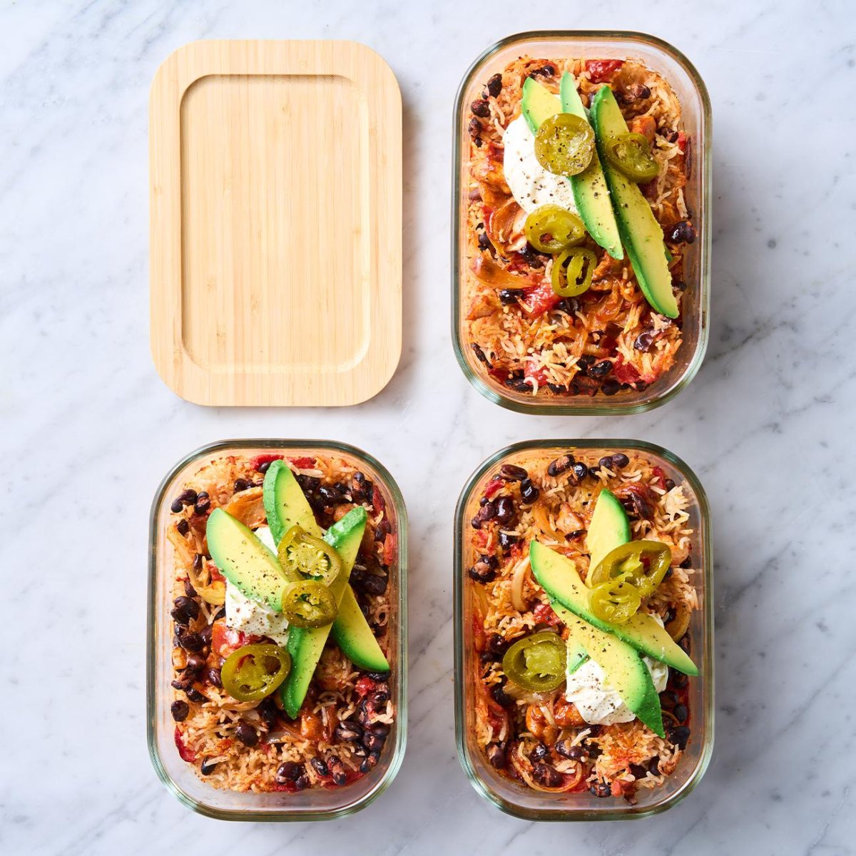Burrito Bake Portionen in Meal Prep Boxen