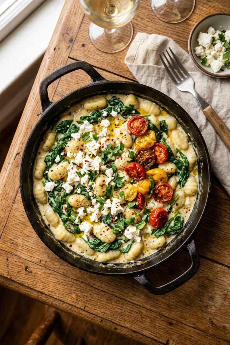 Fertige Gnocchi Pfanne mit Spinat Feta